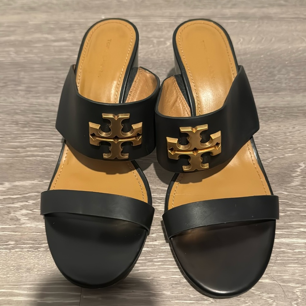 Tory Burch Everly 65mm Sandal Wedge black Leather 8